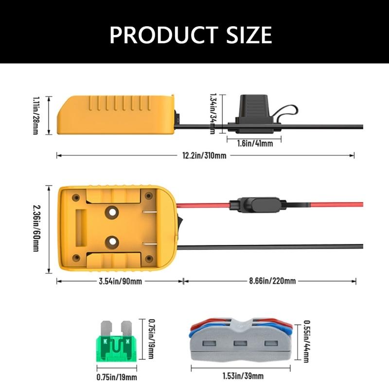 Power Wheel Adapter for 18/20V Battery Adapter Power Wheel Battery Conversion Kit with Switches Fuses Wire Terminals 12A