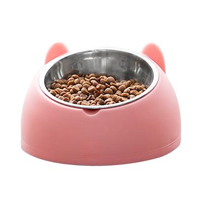 Pet Food Water Bowl Stainless Steel Detachable Prevent Slip Cartoon Shape Dog Cat Feeding BowlPink