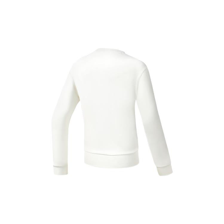 FILA Athletics Solid Basic Crew Neck Simple Sports Knit Pullover Long Sleeve Sweatshirt Women sweatshirt Egrets-White A11W311203F-WT