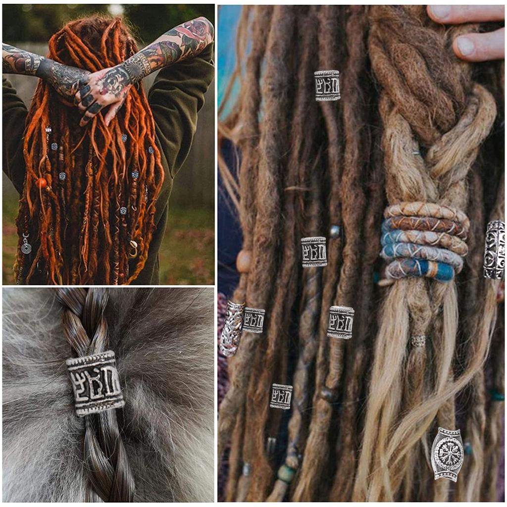 50 Stück Bartperlen zum Selbermachen, Vintage-Legierung, Haarflechtperlen für Dreadlocks, Haarschlauchperlen für Männer und Frauen