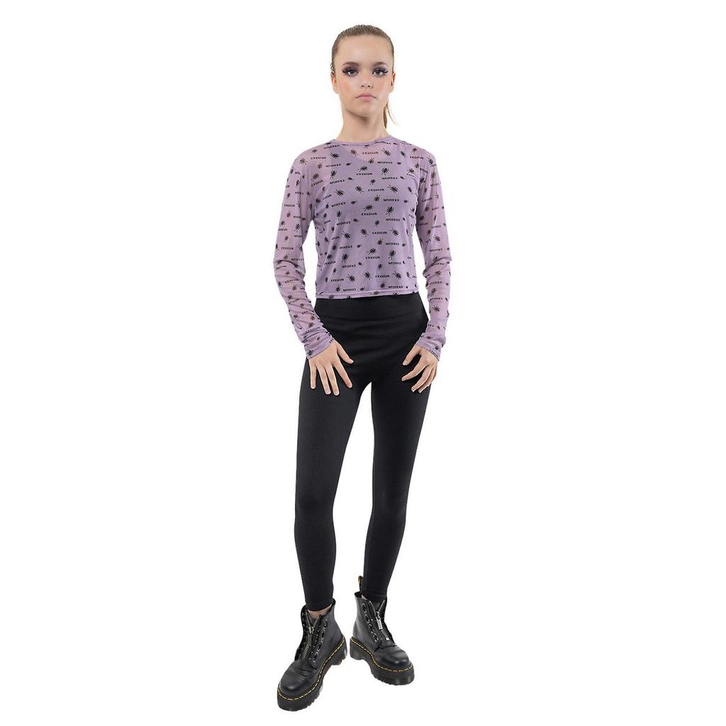 Beetlejuice Dámské/Ladies Beetle Pattern Mesh Cropped Crop Top