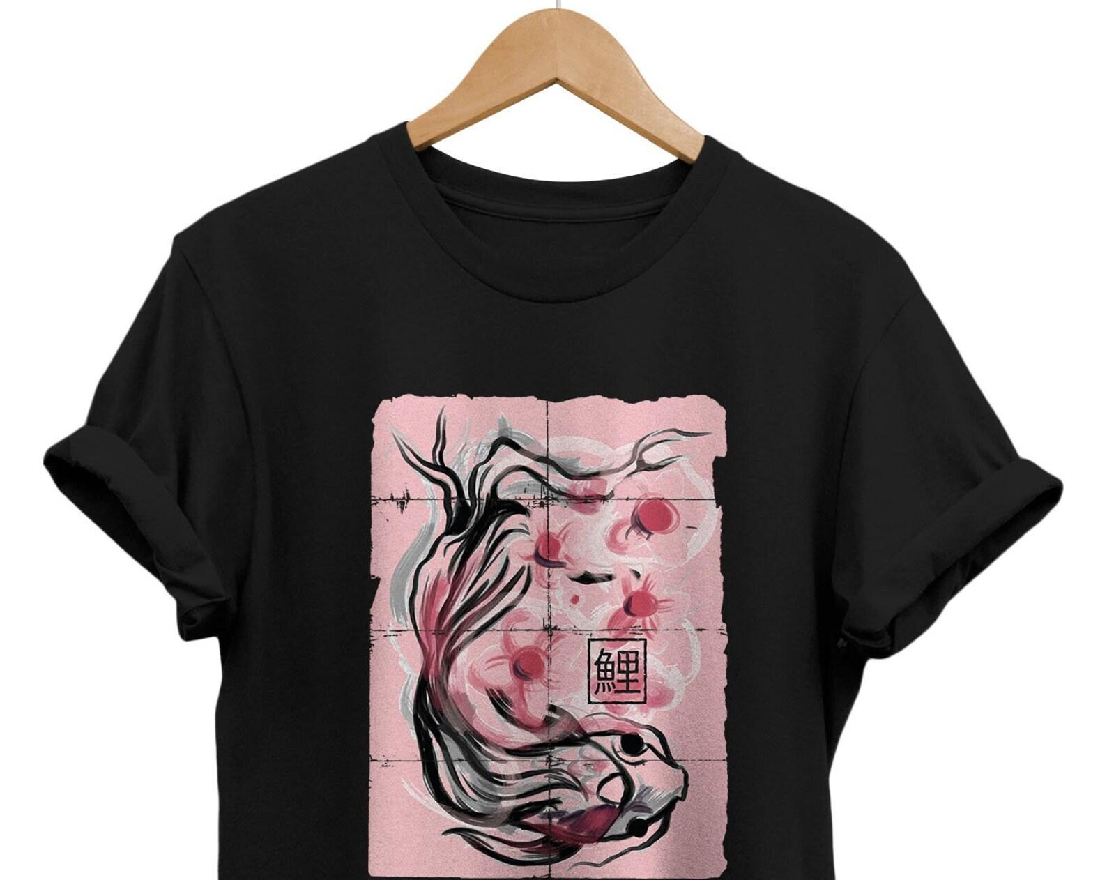 Sakura Koi Fish T-Shirt, Japanese Streetwear, Anime Shirt S