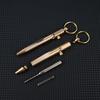 Mini Brass Pen Outdoors Portable Writing Tools Cylindrical Bolt Ballpoint Pen Key Pendant Business Signature Stationery Pen EDC