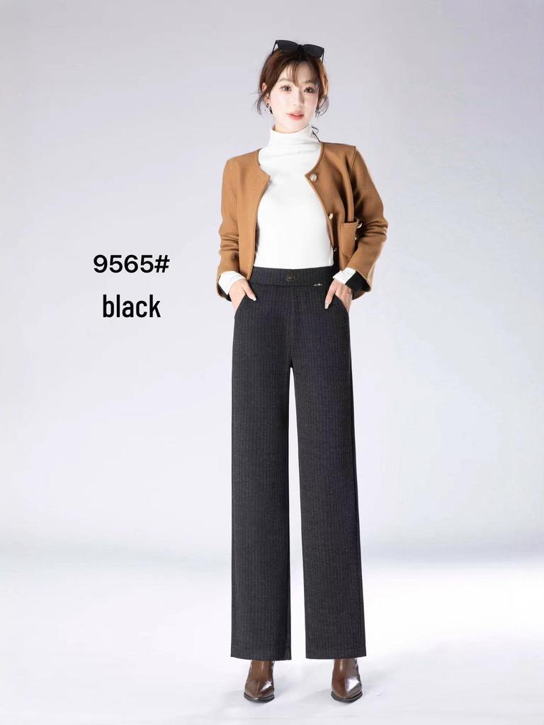 Autumn 2025 Women's Cashmere Wide-Leg Pants, Slimming Elastic Waist, Fashionable Straight-Leg Commuter Style