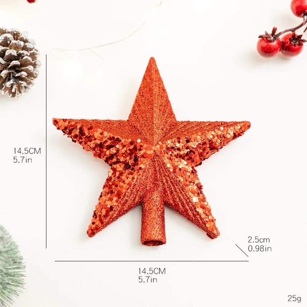 New 14cm Christmas Tree Star Plastic Flocking Tree Top Ornament Shiny Surface Solid Color Xmas Tree Topper Party Decor