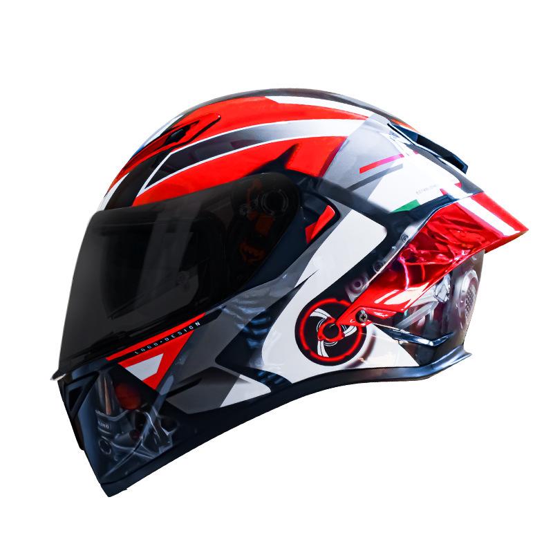 3C Certified Men's Carbon Fiber Full-Face Motorcycle Helmet, Double Lens, All-Season