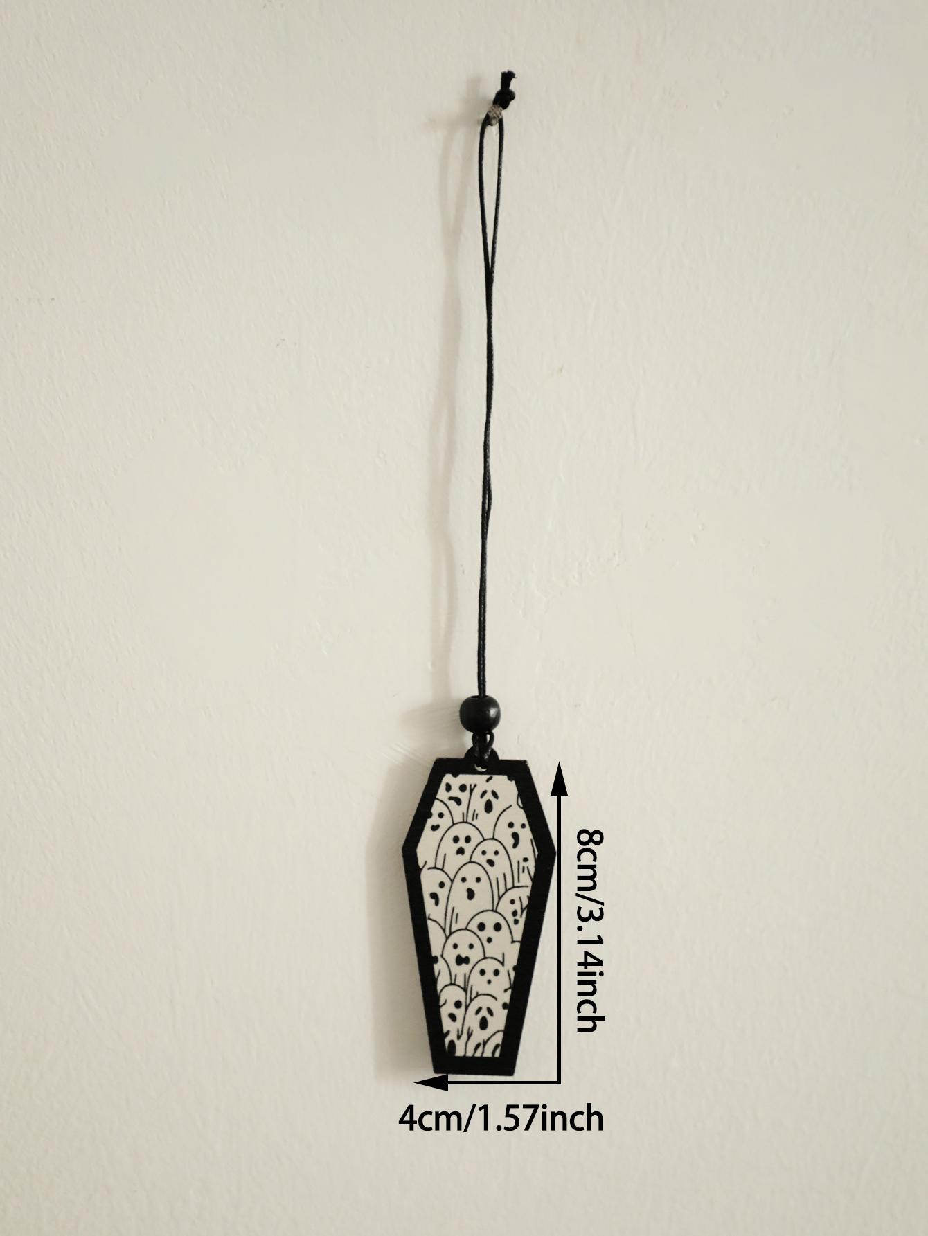 

Halloween Wooden Coffin Hanging Decoration, Cute Ghost Decor Pendant, Car Rearview Mirror Ornament, Ideal Gift for Home & Party