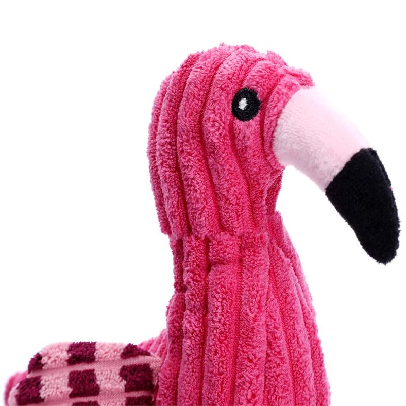 Niedliches Plüsch-Flamingo-Haustier-Hundespielzeug aus Cord für kleine große Hunde, Zahnreinigung, quietschendes, interaktives Welpenspielzeug, Haustier-Zubehör