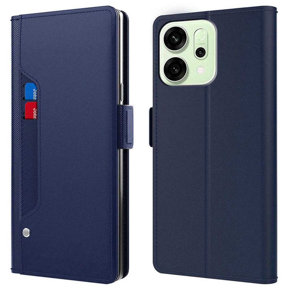 For Goppo Reno14 5G (Global) Case Stand PU Leather Phone Cover Card Holder Mirror