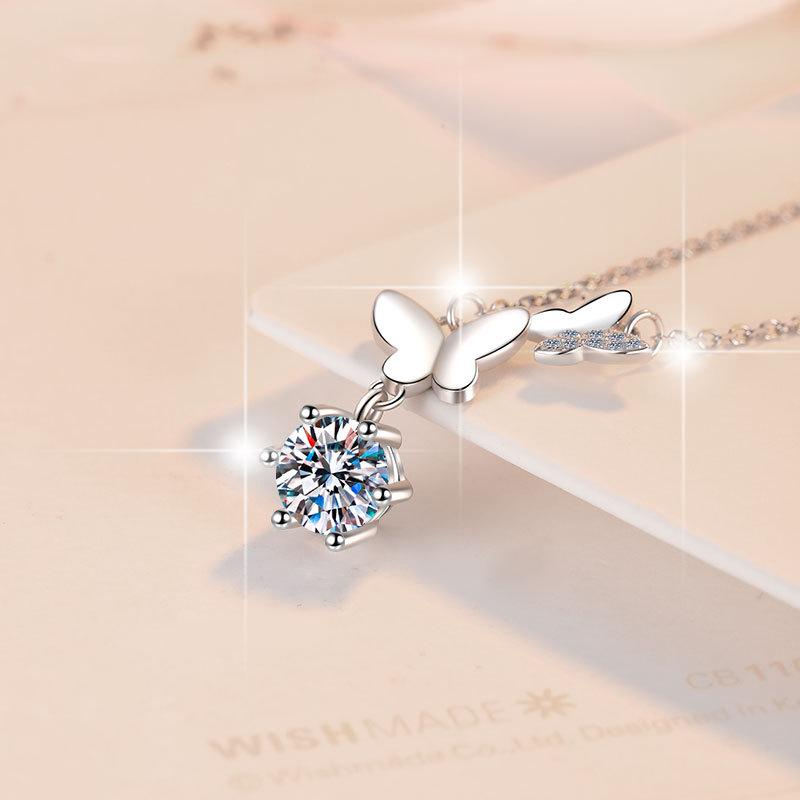 1ct Moissanite Woman Pendant Sier Necklace For Women Chains Party Bridal Fine Jewelry 925sterling Silver Necklace