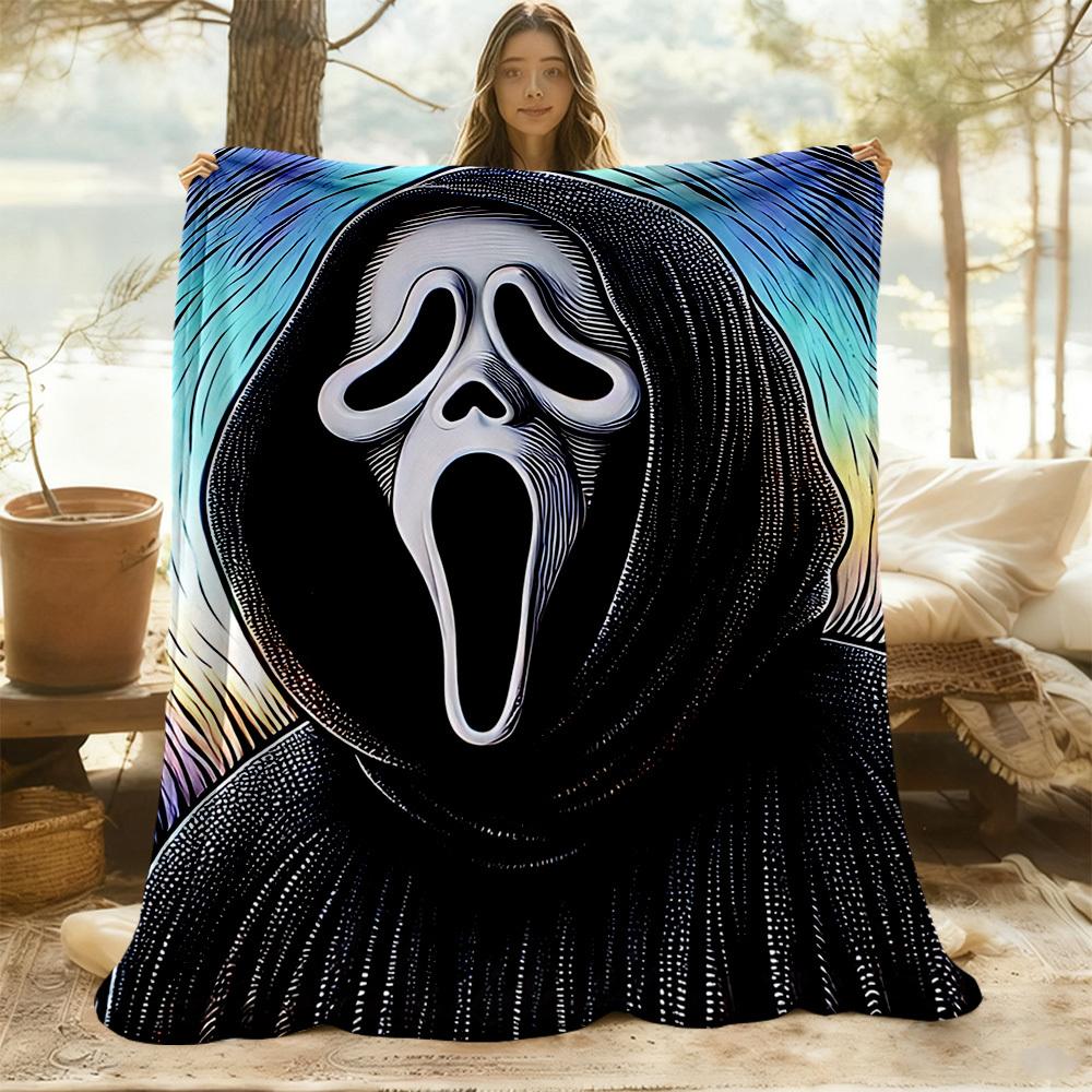 1pc Scream Outdoor Blanket Lightweight Flannel, Soft & Warm, All Season Use for Sofa, Outdoor, Camping, Living Room, Office, Chair
