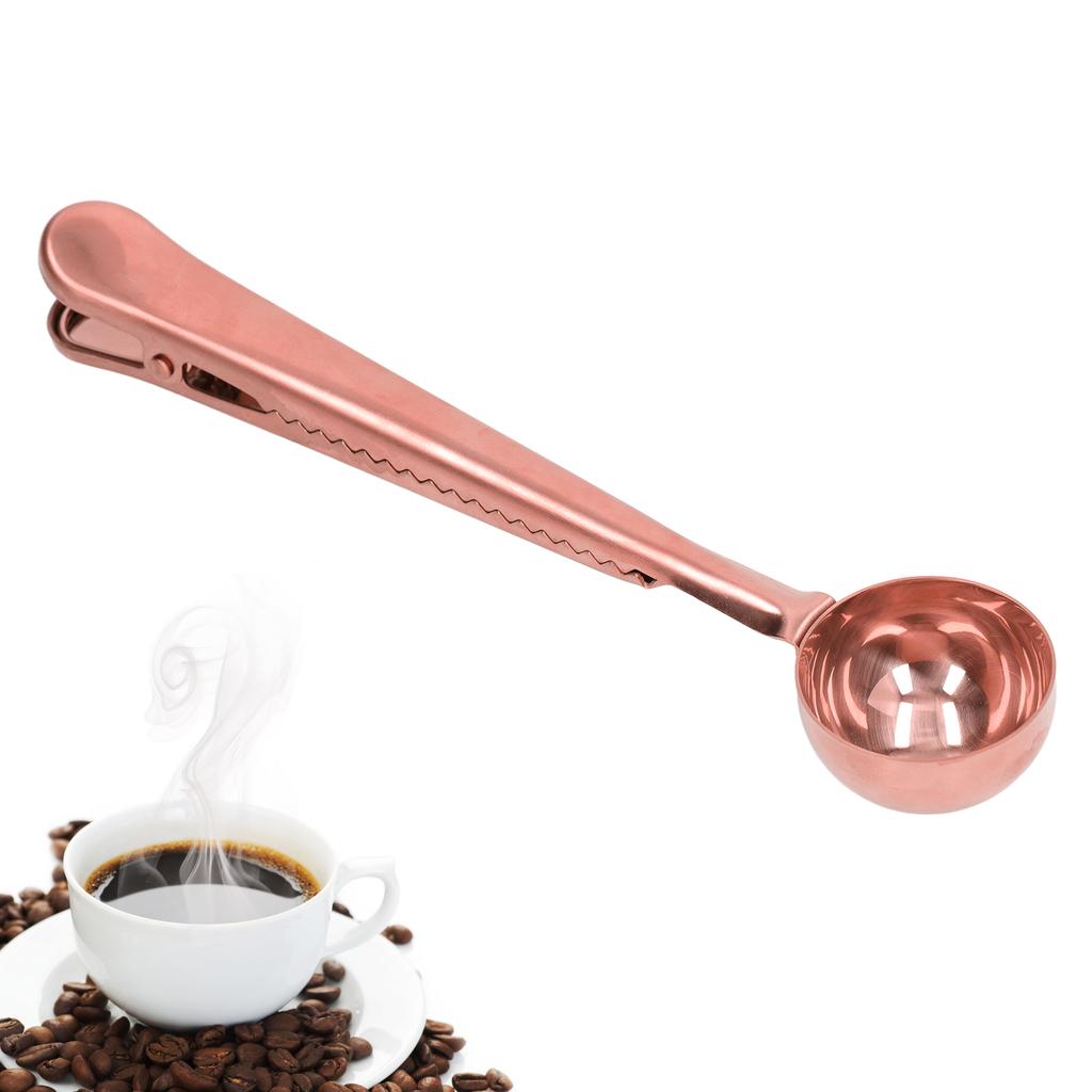 Coffee Spoon Sealing Clip 2 in 1 Stainless Steel Tight Sealing Deepen Design Convenient Practical Coffee Drinking Tools