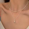 Elegant Double-Layer Water Drop Necklace for Women - Versatile and Trendy Clavicle Chain with Unique Style and Personality.