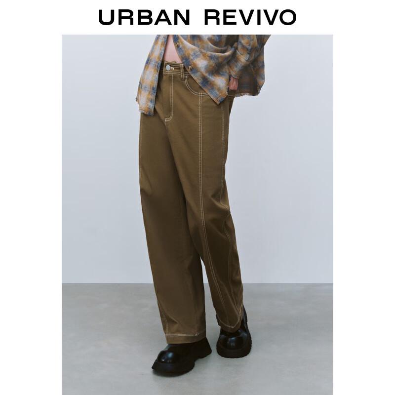 UR 2025 Spring Retro Contrast Stitch Straight-Leg Pants