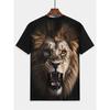 Light Particle Selection Men's 3D Printed Lion Majestic Crew Neck T-Shirt Loose Top Breathable Casual Short Sleeve, Plus Size