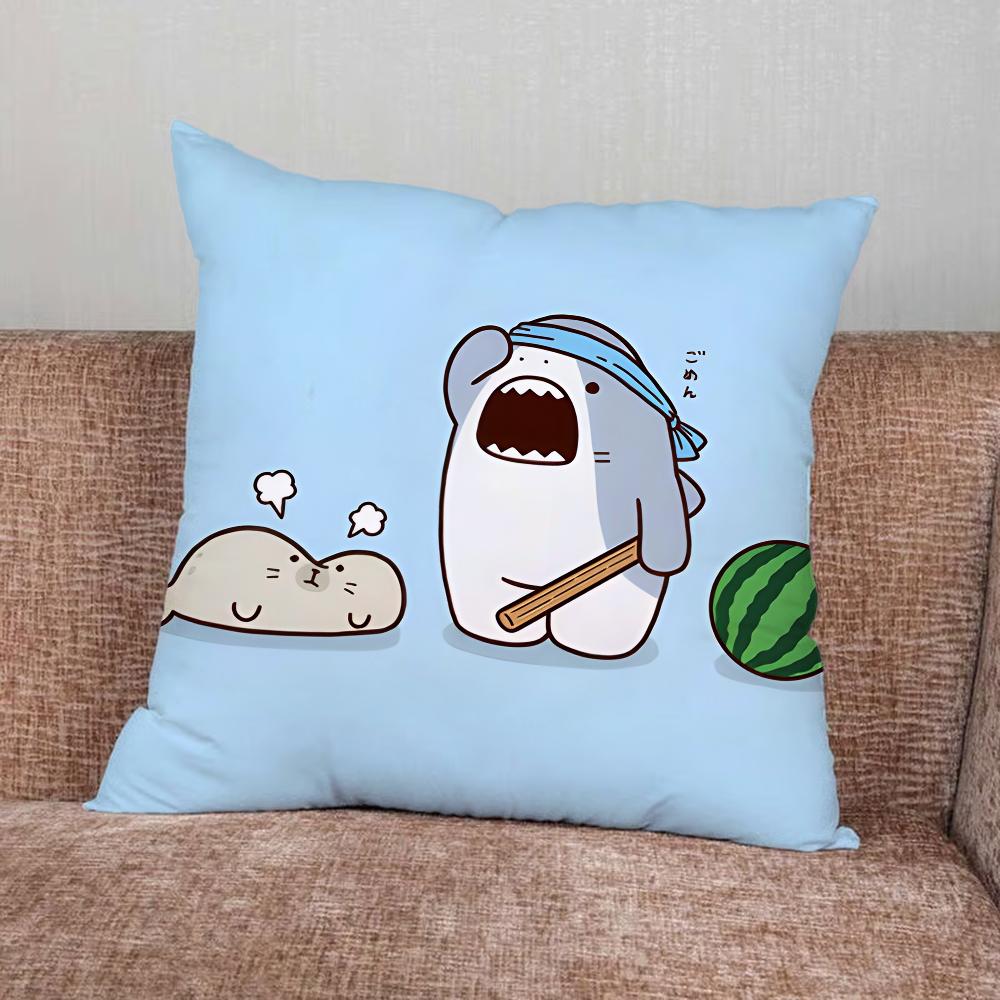 Cute Shark Cartoon Pillow Case For Home Bedroom Car Office Decoration Living Room Sofa Cushion Cover Suitable