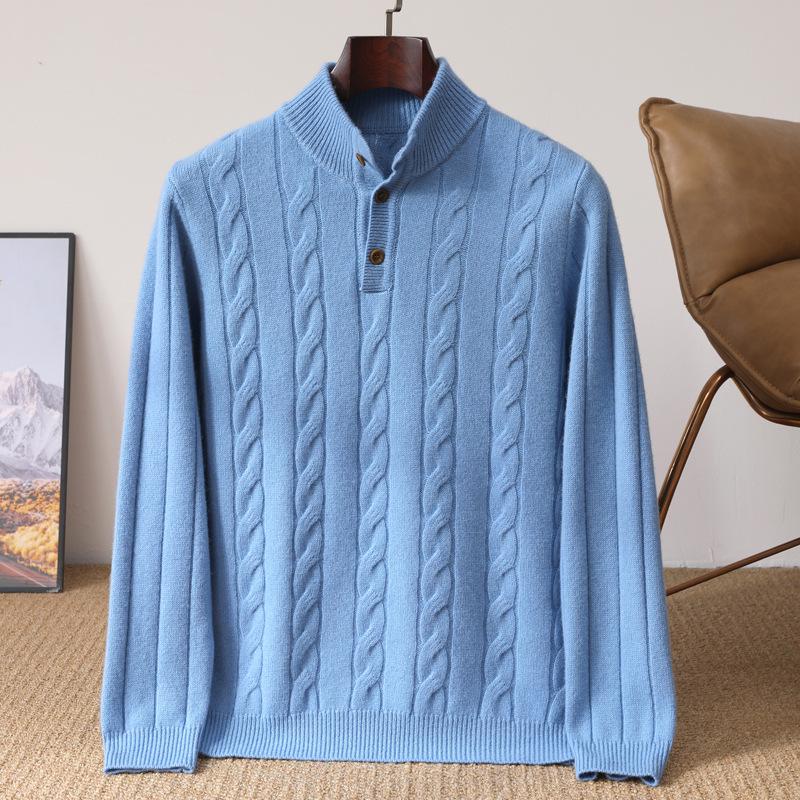 Men's Wool Half-Zip Sweater: Autumn/Winter Business Casual Knit with Long Sleeves