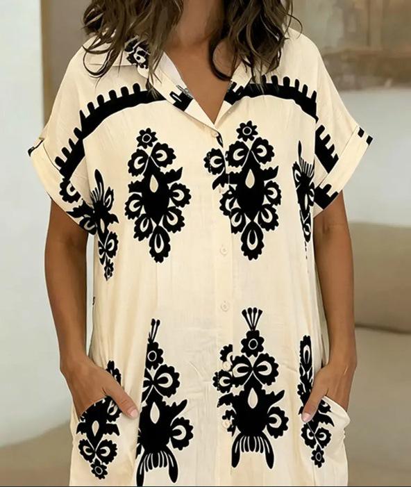 2026 Summer Plus Size Multi-color Personalized Fashion Shirt Dress
