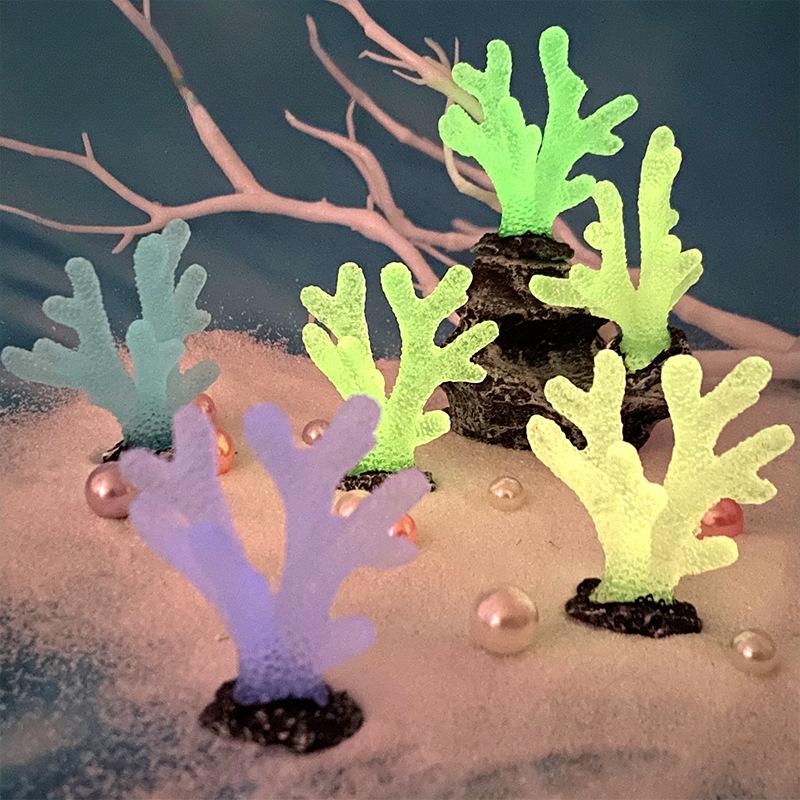 Luminous Coral Resin Pendant Miniature Landscape Decoration Accessories Fish Tank Aquarium Landscape Luminous Decorative Crafts