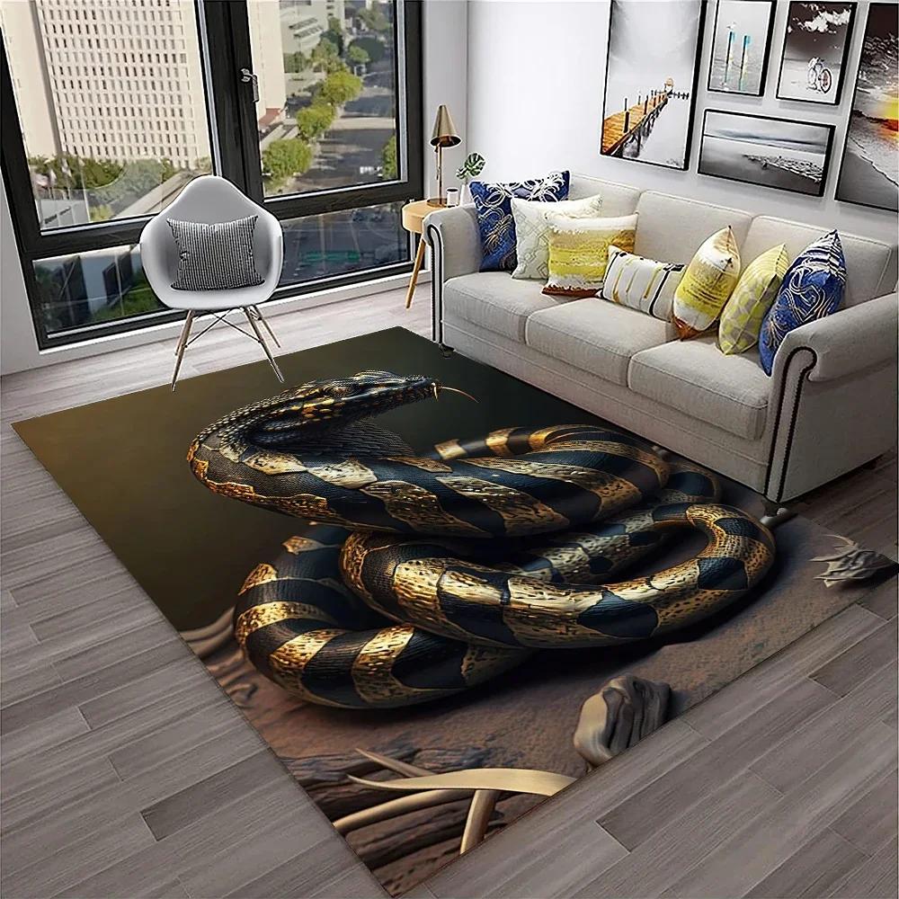 3D Gothic Schlange Schlangen Python Viper Teppich Teppich für Zuhause Wohnzimmer Schlafzimmer Sofa Fußmatte Dekor, Kinder Teppich Rutschfeste Bodenmatte