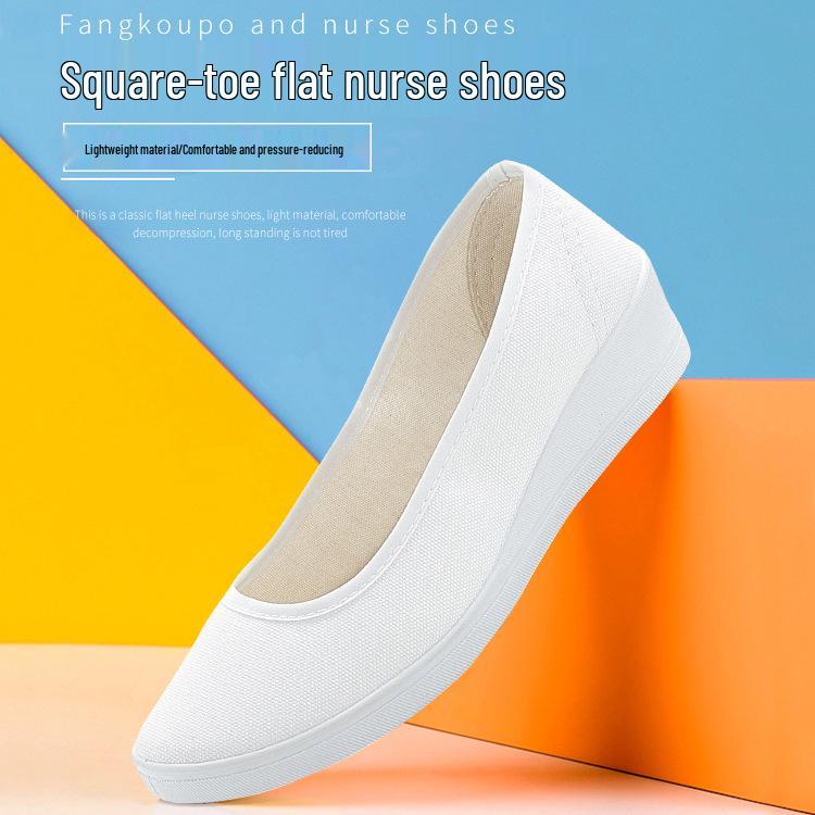 Women's Wedge Heel Nursing Shoes - Old Beijing Cloth Beautician Work Shoes with Inner Heightening and Tendon Sole