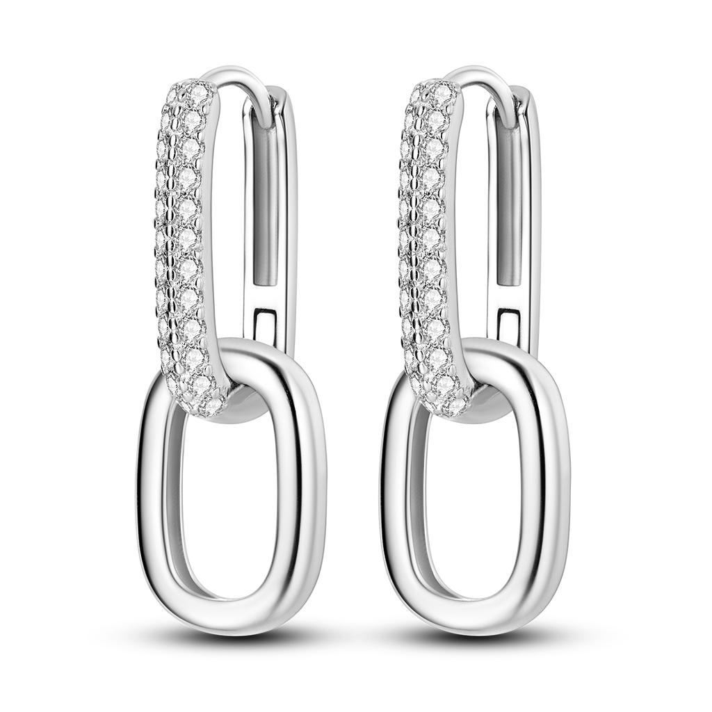 Woman Earring 925 Silver Hoop Earring Round Shape Pendientes Exquisite Jewelry