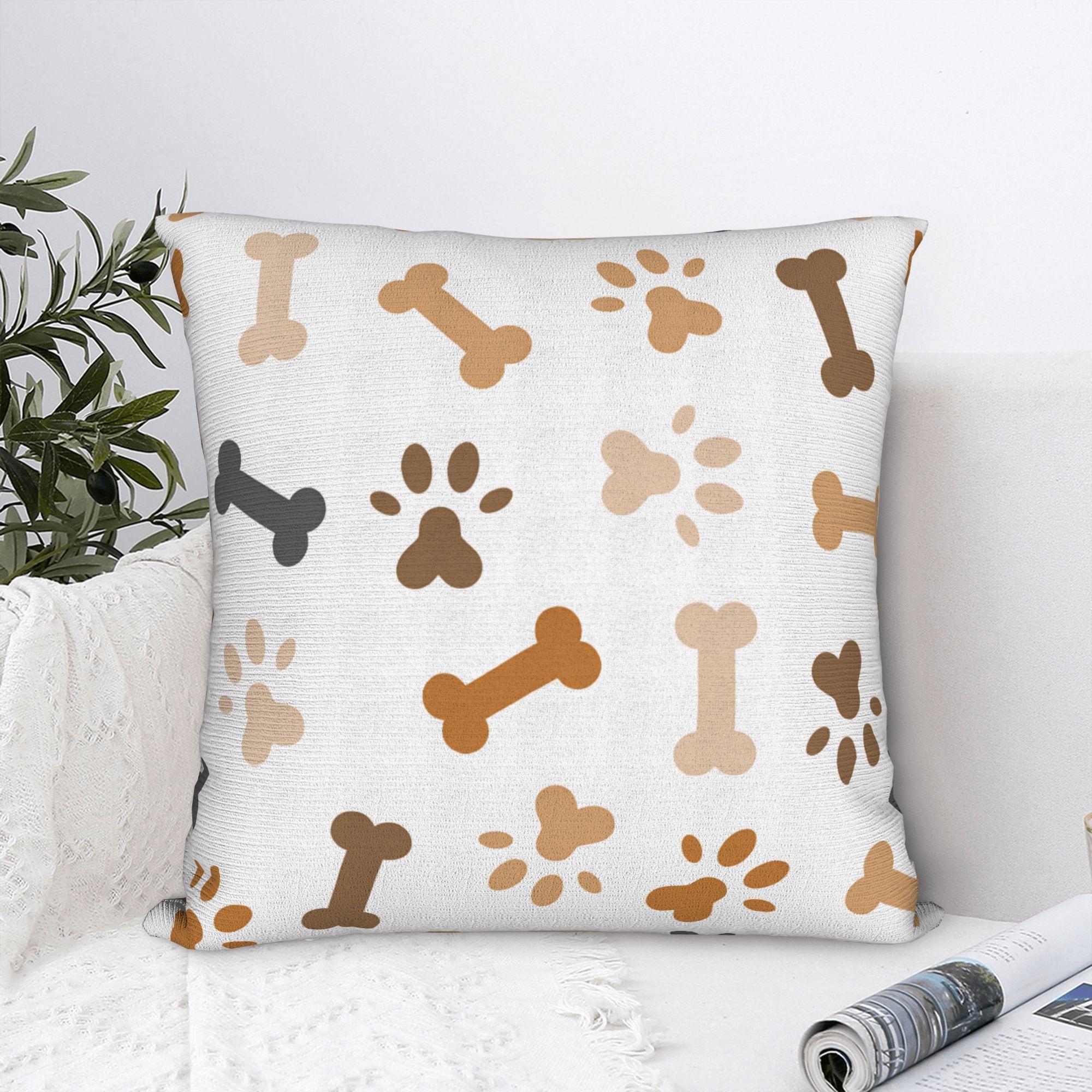 Fine Glasses Unisex Colorful Paw Print And Bone Pillowcases Morden Pillow Case For Living Room Chair Custom Pillow Cover
