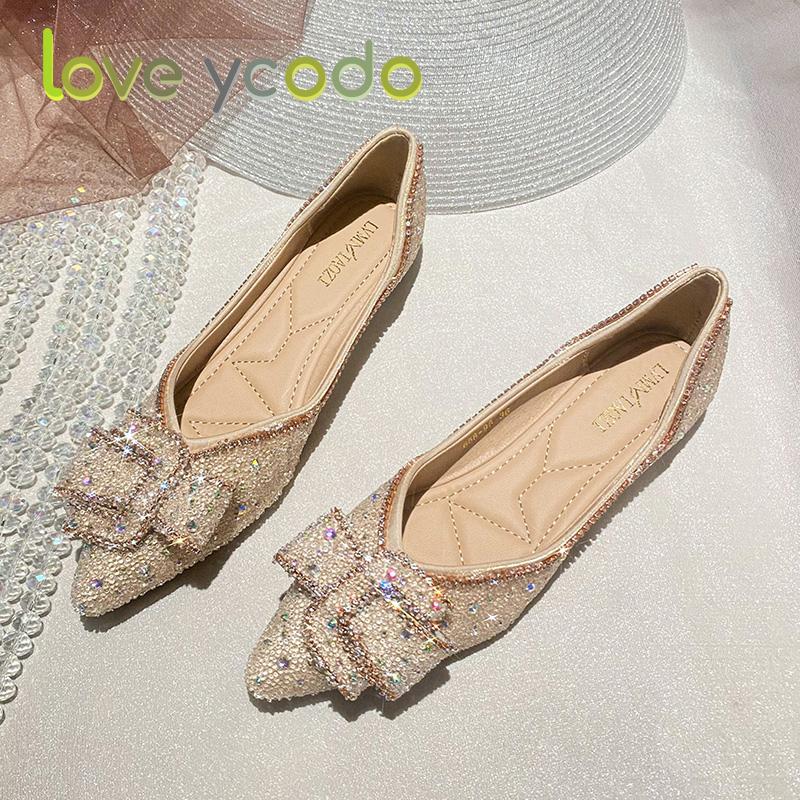 Women's Fashion Pumps, Bow Diamond Embellished Low Heel Casual Shoes Sizes 33-43