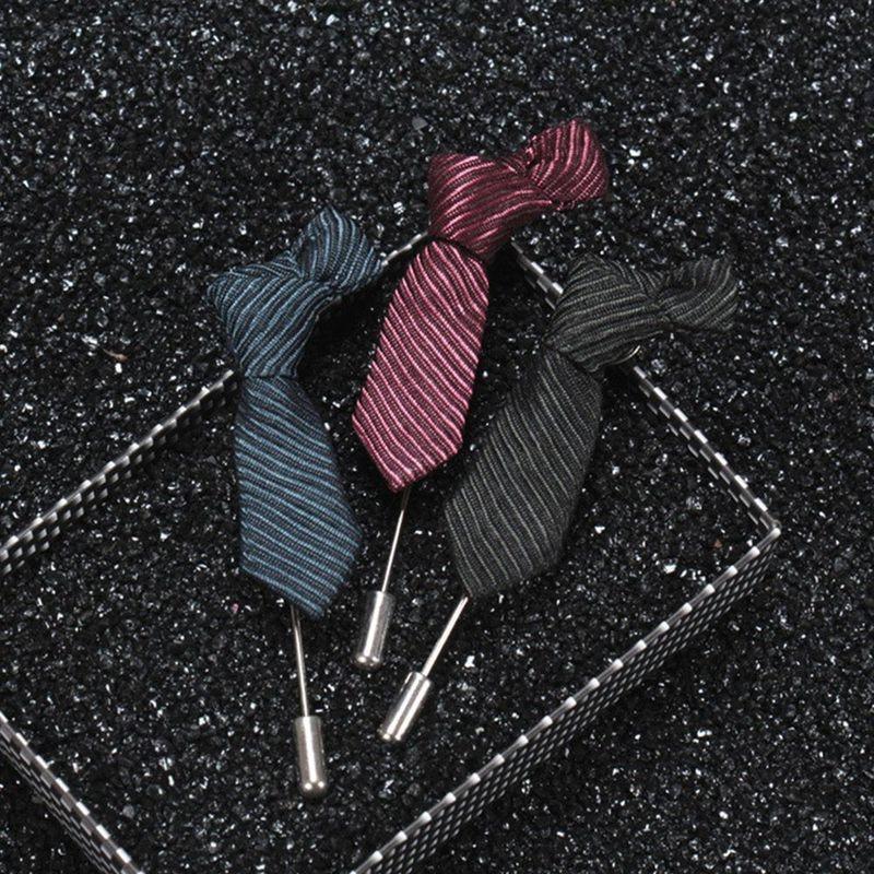 1 Pcs Men Stripped Tie Shape Brooch for Suit Decor Fashion Wedding Groomsman Brooches
