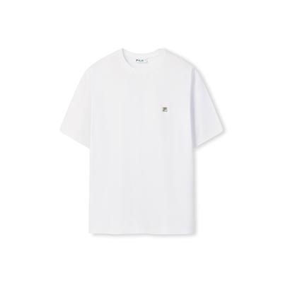 Fila Outros Minimalista Clássico Casual Esportivo Versátil Confortável Solto Algodão Manga Curta Camiseta Unissex Tops F71U525102FWT
