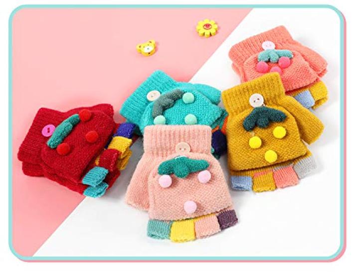 Knit for Boys and with Mitten Fingerless and Warm and Cute for Baby Perfect for Playing In the and Kindergarten [eipatu] Kids' Gloves, Girls, Covers,