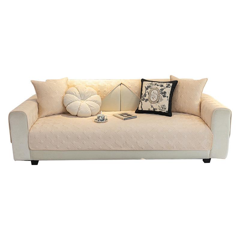 Stoff Sofakissen Hochwertig Verdickt Rutschfest Sitzkissen Creme Stil Kurzplüsch Sofabezug Überwurf