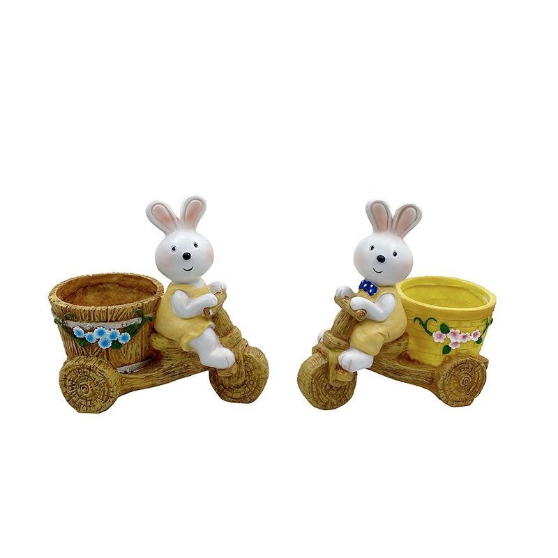 Creative Cartoon Rabbit Courtyard Decoration Outdoor Garden Ornament Succulent Flower Pot Landscape Sculpture Home Decor