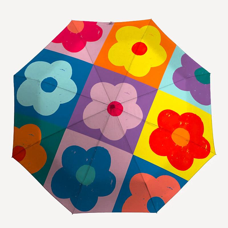 

1pc Floral Pattern Automatic Folding Umbrella - Compact 8-Rib Design, Durable Plastic & Iron, Lightweight for Outdoor Daily Use044