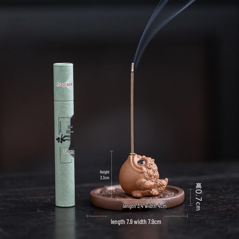 Purple Clay Golden Toad Incense Burner - Indoor Zen Tabletop Aroma Holder