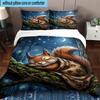 Squirrel Dreams Under Moonlight 3pcs Bedding,Including 1pc Duvet Cover And 2pcs Pillowcases Perfect for Christmas,Ideal for Bedroom, Dormitory