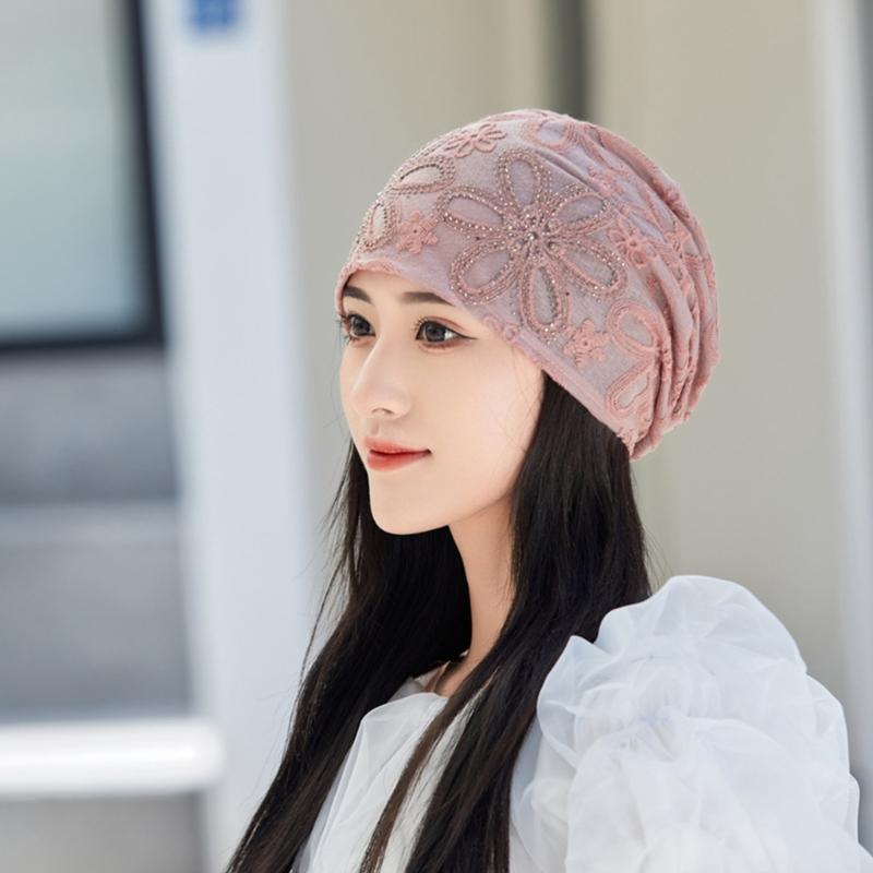 Breathable Crochet Brimless Hat for Spring and Autumn Comfortable Polyester Fabric Skull Hat for Women Daily Outfit