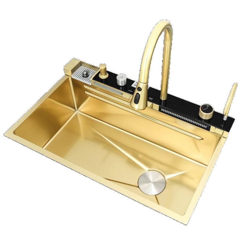Lavello da Cucina in Acciaio Inossidabile con Display Digitale - Balena che Vola Pioggia Grande Vasca Singola Lavaggio Verdure