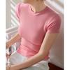 260g Women's Ribbed Cotton T-Shirt, Summer Short Sleeve, 2026 New Style, Solid Color, Plus Size, Versatile and Trendy.