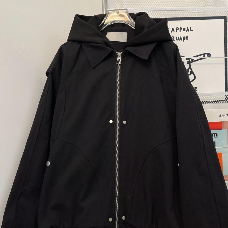 Vintage Faux Two-Piece Hooded Jacket Men Women Streetwear Style Casual Outerwear Fall
