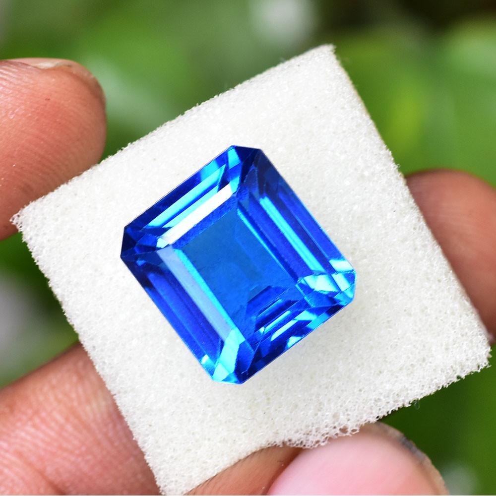 Natural Blue Sapphire Loose Gemstone 14 Ct Emerald Shape for Her/Him September Birthday Birthstone