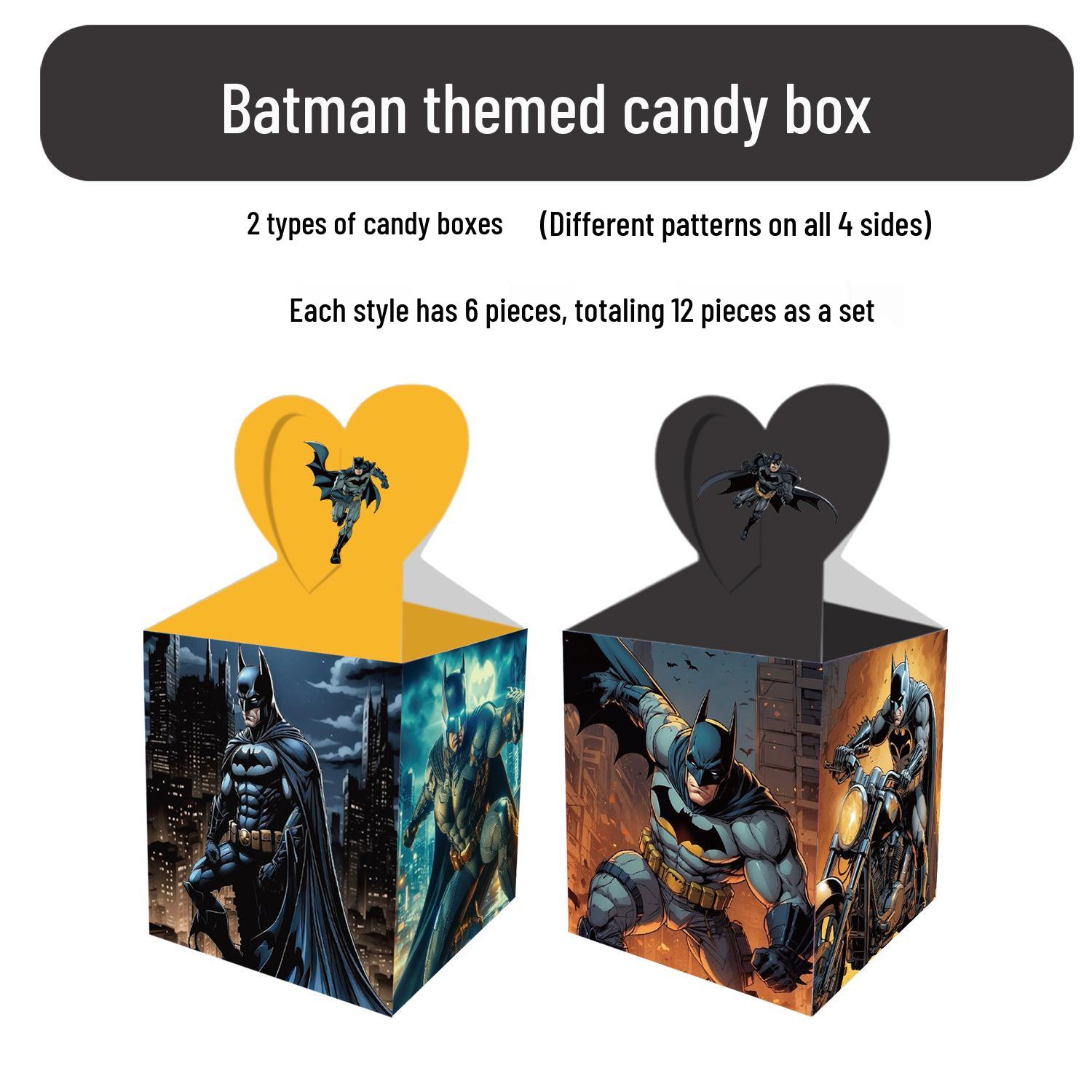 Batman Birthday Party Supplies: Gift, Candy, and Apple Boxes