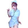 EVOLUTER Sexy Nurse Costume with Stethoscope and Fishnet Tights for Halloween Size Women's (Blue, L)