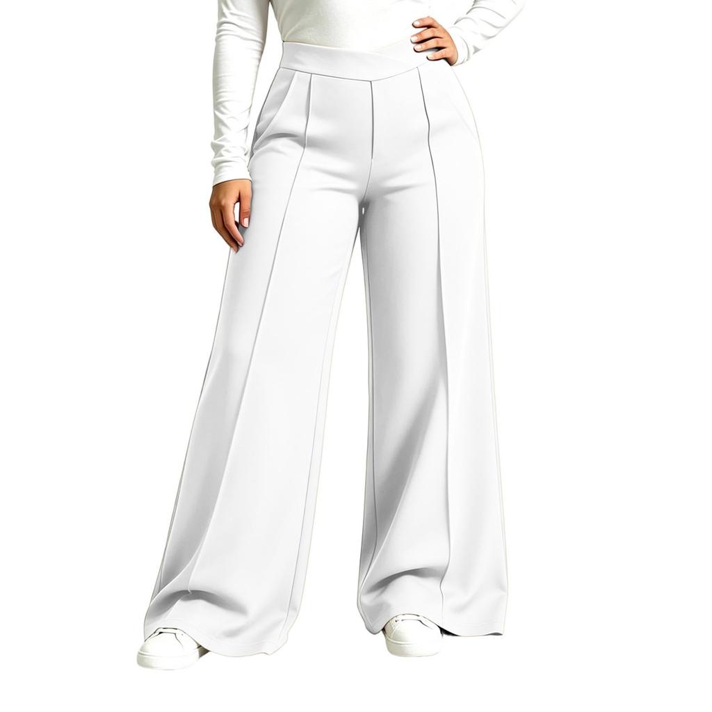 Women's Plus Size Stylish Flowy Pants with Side Pockets for Casual Athletic Wear