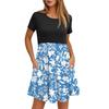 Women's Fashion Casual Loose Round Neck Short Sleeve Printed Pocket Dresses