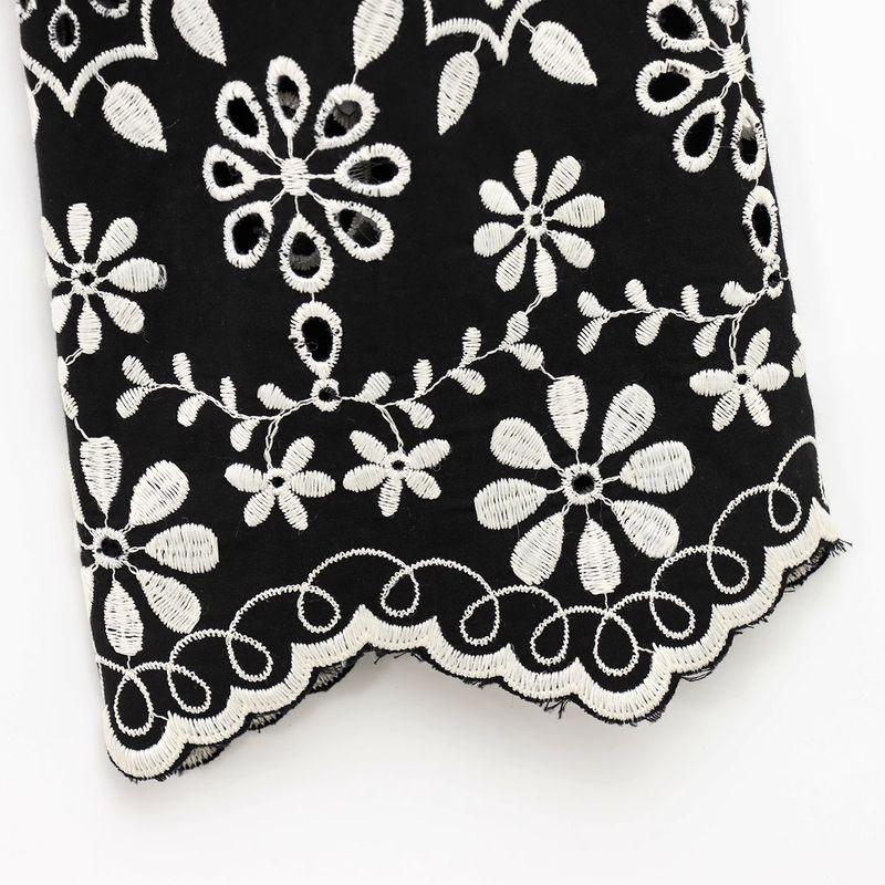 Kaslead New Arrival Women's Clothing Fashion Style Stylish Simple and Versatile Cut Out Embroider Cotton Tops 1268146
