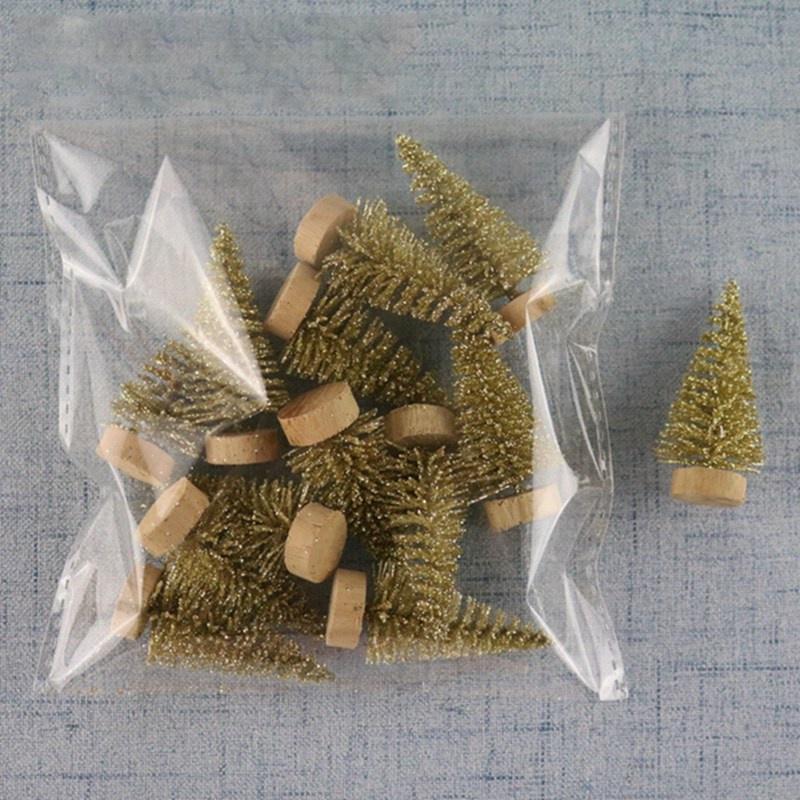 12 Pcs/Bag 4.5cm Mini Christmas Tree Ornament Wooden Xmas Gold Silver Pine Cone Decoration Supplies