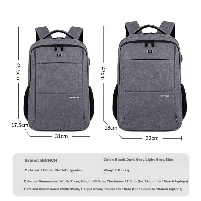 BRINCH Laptop Backpack, 15.6/16 Inch, Shockproof And Water-Resistant, for Business Trips, Travel, Commuting, Large Capacity
