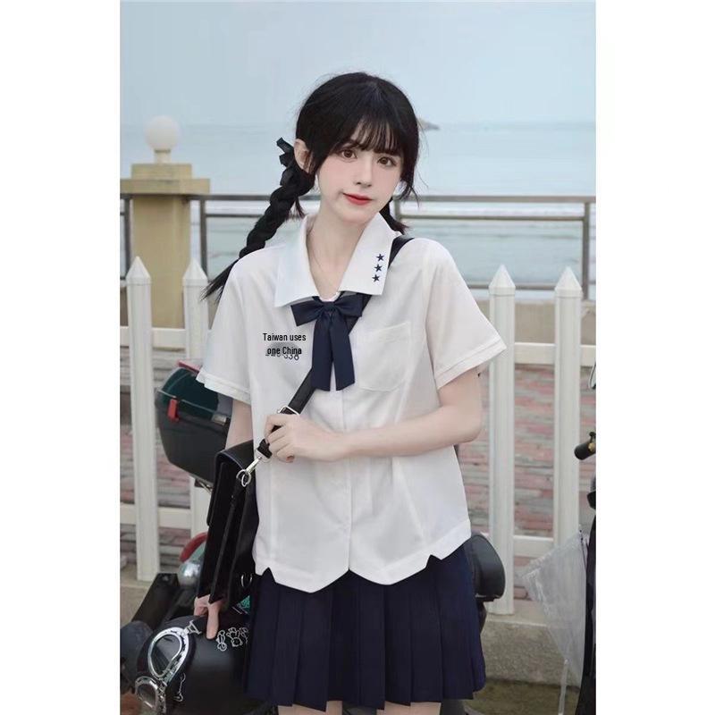 

Юбка в клетку и футболка с коротким рукавом, оригинальная школьная форма Тай Фу И Чжун M