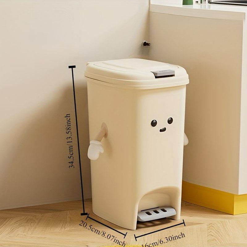 Cute Creative Double Pedal Trash Can for Kitchen and Living Room - Big Capacity and Cream-colored Paper Basket